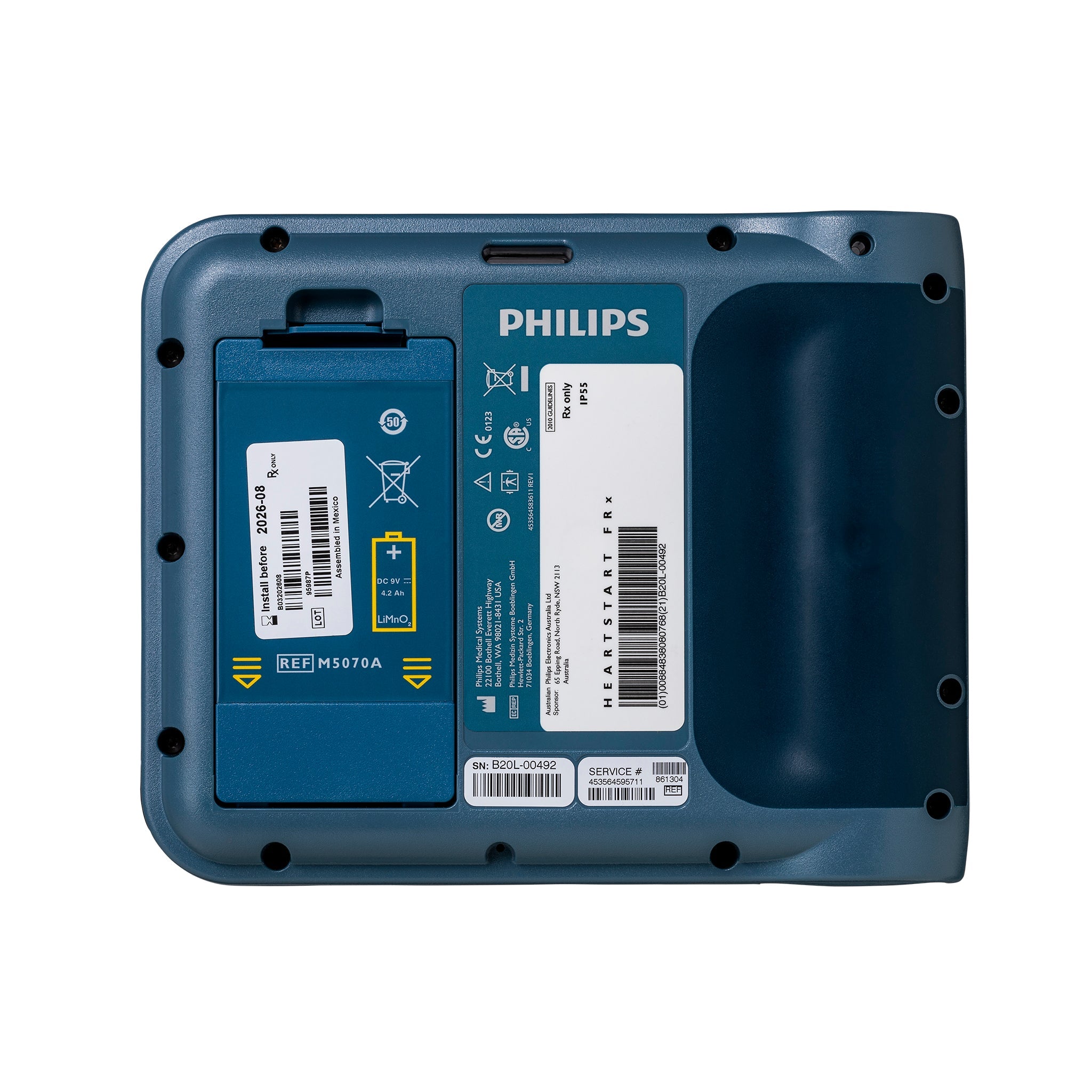 Défibrillateur Philips FRx - Vue arrière
